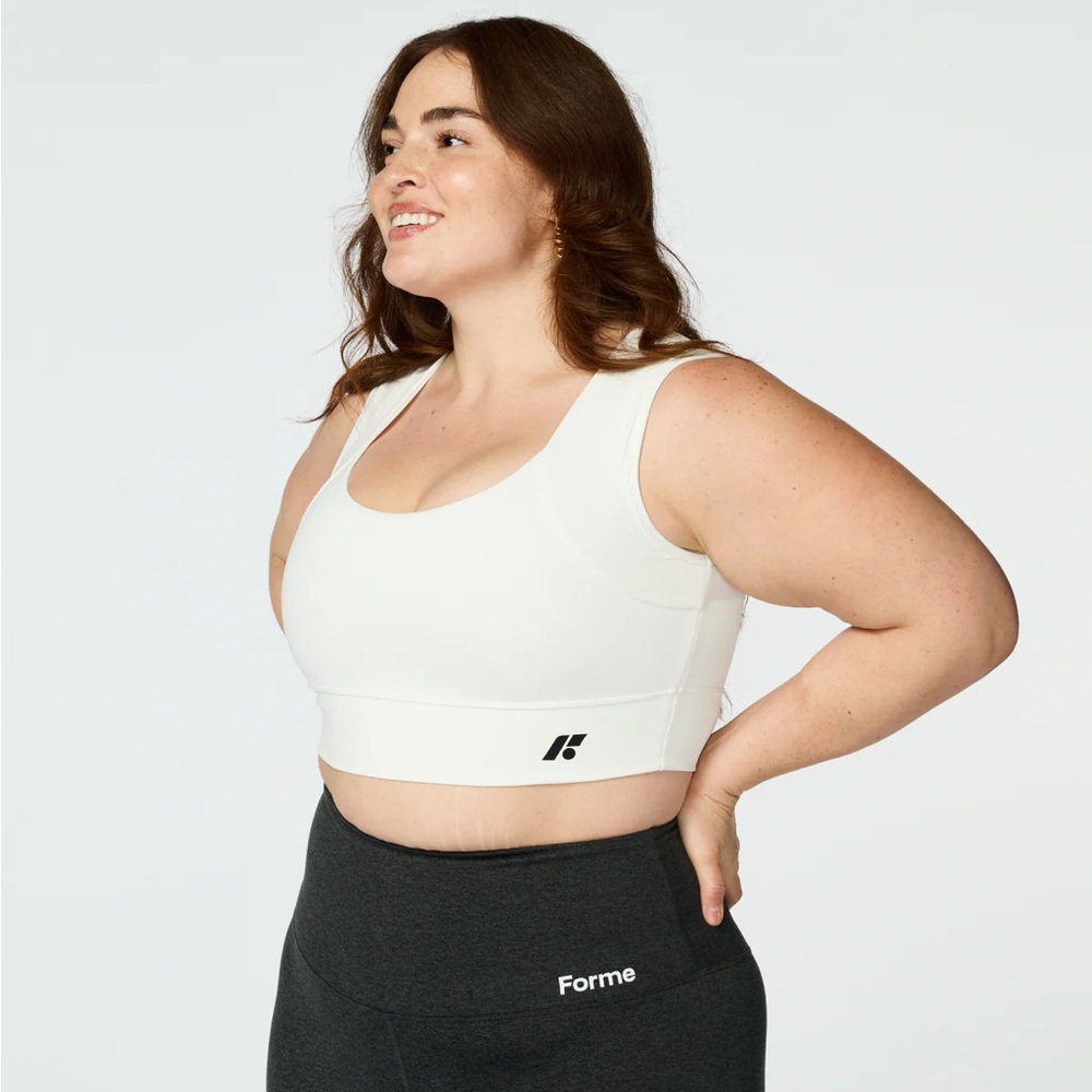 Forme White Scoop-Neck Sports Bra